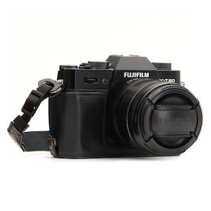 Leather Camera Half Case & Strap and Strap compatible with Fujifilm X-T30, Fujifilm X-T20, Fujifilm X-T10, Handcrafted
