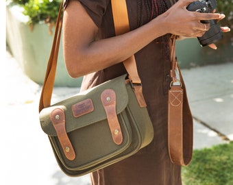 MegaGear Sequoia Canvas Kameratasche Schultertasche Tasche - Kompatibel mit Canon-Kamera, Henkel, Sony SLR/DSLR spiegellose Kameras und Objektive