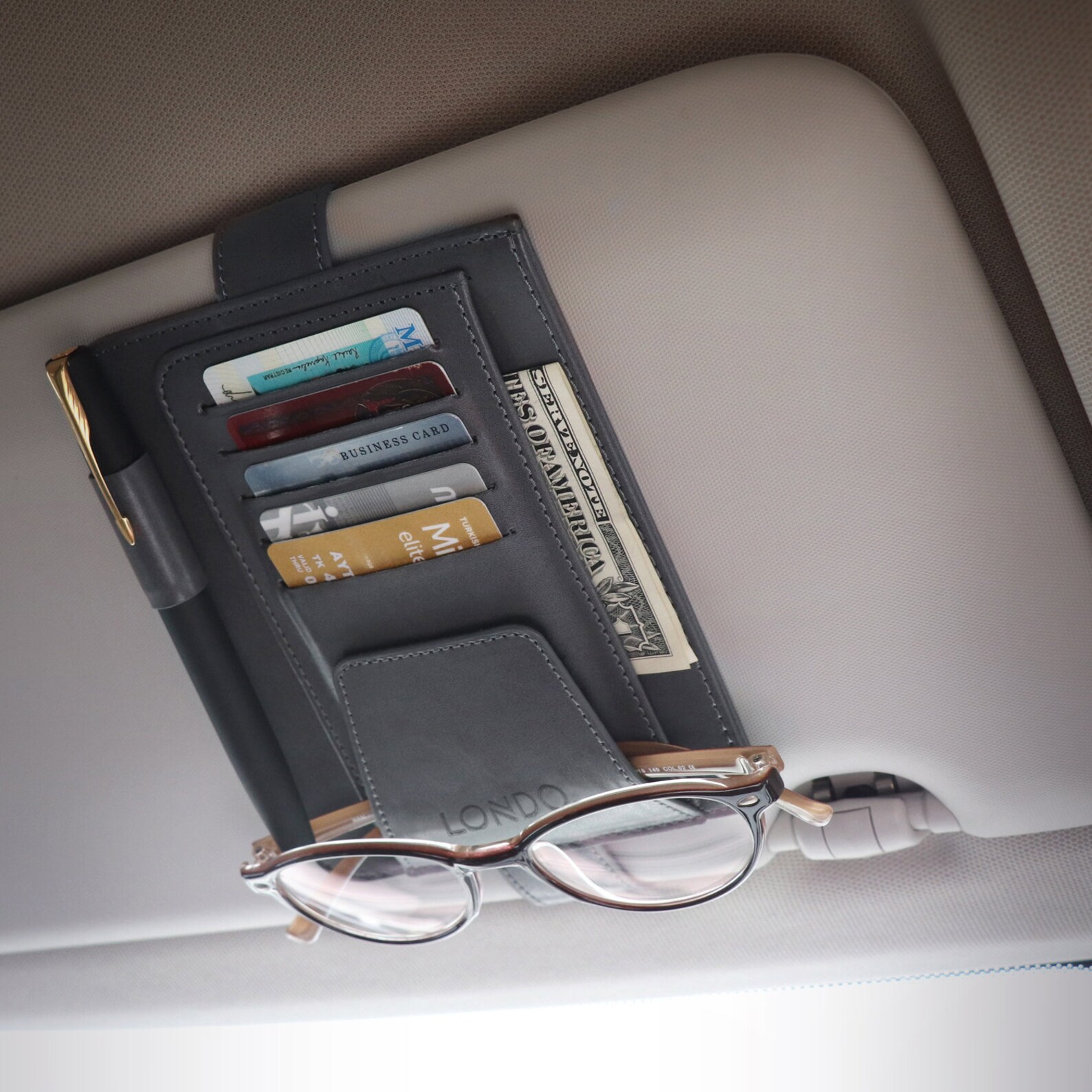 Car Document Organizer with Glasses Holder Stand Auto Etsy