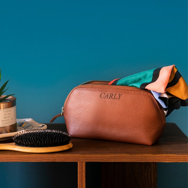 Leather Makeup Bag Etsy