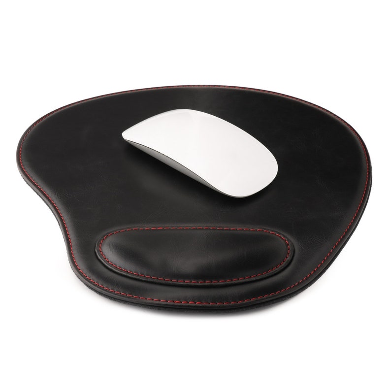 Leather Mouse Pad With Wrist Rest Hand Crafted Oval Computer Etsy Canada