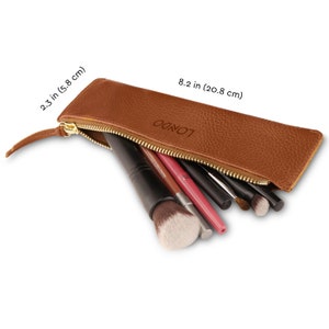 Hand Crafted Top Grain Leather Pen Holder, Slim Cosmetic Case, Lightweight Glasses Case, Unisex Pencil Case, Zipper Pen and Pencil Pouch Bag