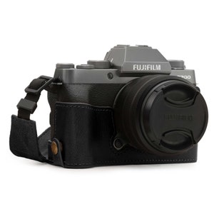 Fujifilm X-T200 Fine Leather Camera Half Case & Strap - Black / Brown