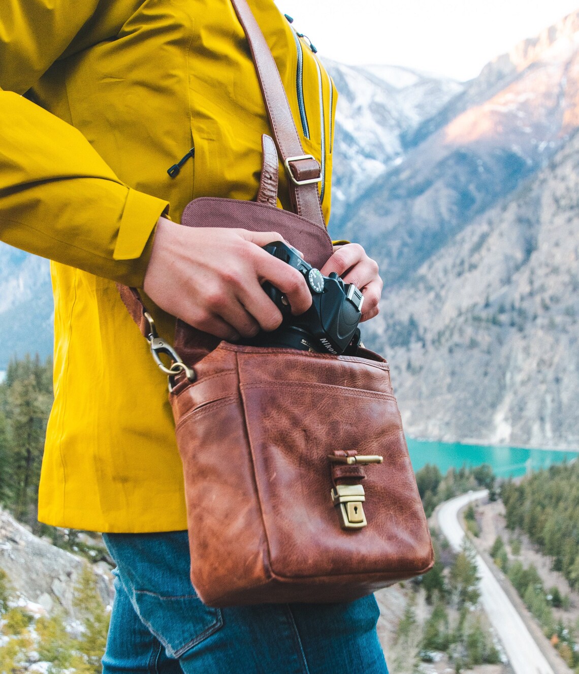 Personalized Italian Leather Messenger Bag Camera Bag for Etsy