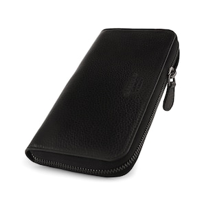 Personalized Top Grain Leather Wallet, Hand Crafted Zippered Clutch, Quality Checkbook Wallet, Lightweight Women Wallet with Phone Slot