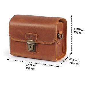 Personalized Top Grain Italian Leather Messenger Bag Camera Bag for Mirrorless, Instant, DSLR Cameras, Travel Bag, Unisex Camel