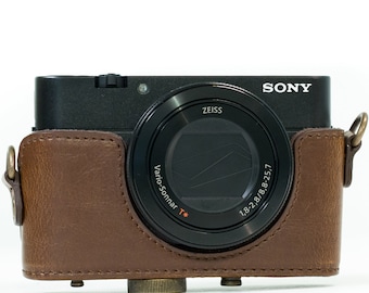 Sony Cyber-Shot DSC-WX500 Leather Lightweight and Compact Padded Camera Bag, Retro Style Hand Crafted Quality Camera Cover, Photographic Bag