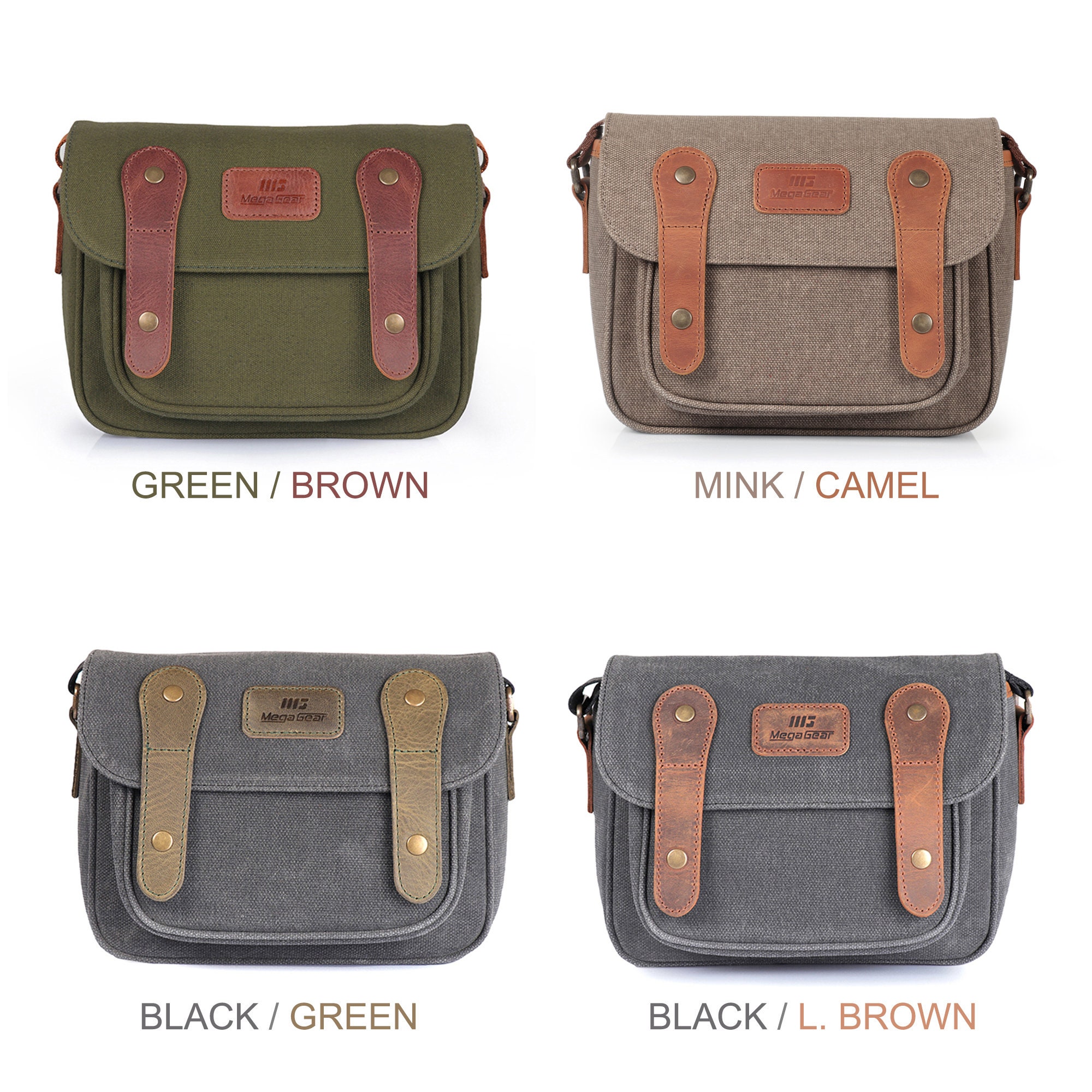 MegaGear Sequoia Canvas Camera Bag Shoulder Bag Case - Compatible with Canon Camera, Nikon, Sony SLR/DSLR Mirrorless Cameras and Lenses