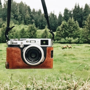 Fujifilm X100F italian Leather Camera Half Case & Strap, Handcrafted