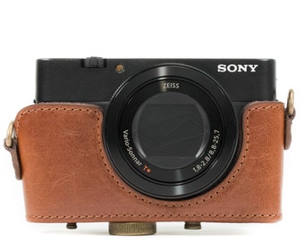 Sony Cyber-shot DSC-RX100 VI, DSC-RX100 V  Ever Ready Top Grain Leather Camera Case with Battery Access, Solid Quality Padded Camera Cover