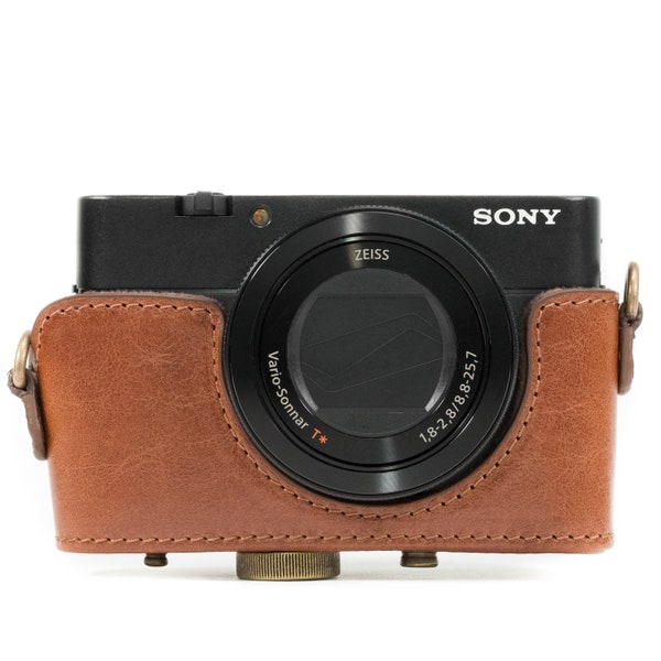 Sony Cyber-shot DSC-RX100 VI, DSC-RX100 V  Ever Ready Top Grain Leather Camera Case with Battery Access, Solid Quality Padded Camera Cover