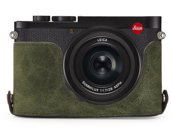 Feine Leder Kameratasche & Kameragurt für Leica Q2, handgefertigt