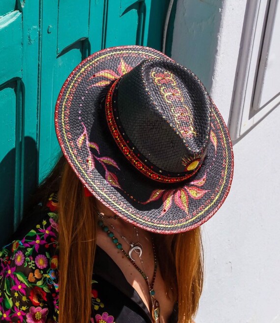 Painted Hat Decorated With Crystals Swarovski - Etsy