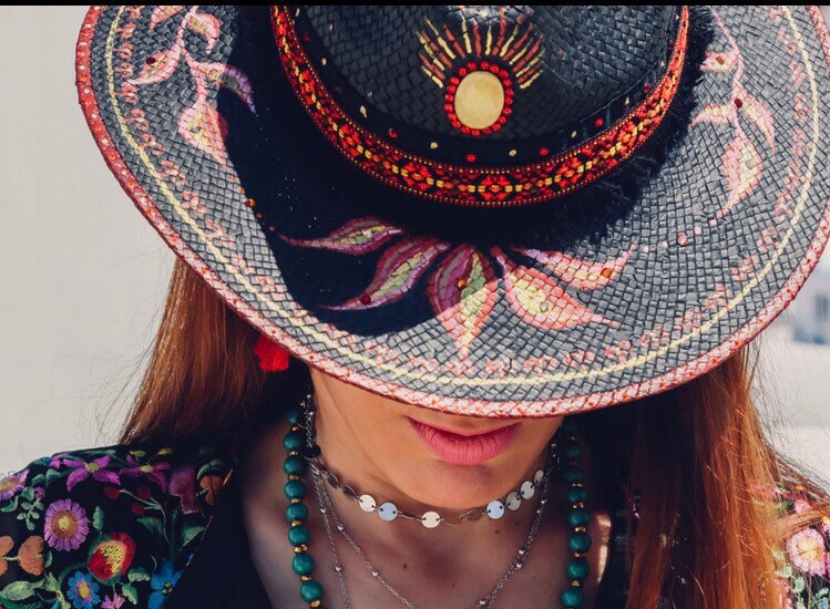 Painted Hat Decorated With Crystals Swarovski - Etsy display picture 2