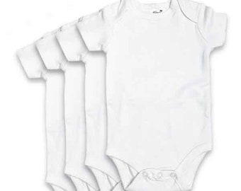 Bulk Organic Baby Bodysuits, White, Personalize for Your Business or DIY, Natural Cotton, Bulk Baby Bodysuit, Wholesale Baby Plain Bodysuit