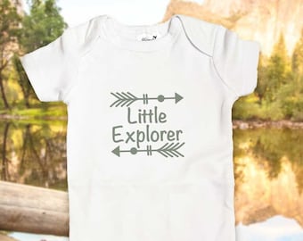 Little explorer baby bodysuit, GOTS certified organic cotton