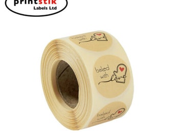 Handmade With Love Stickers Handmade Homemade Labels Thank You Heart Round 25mm Envelope Seals