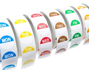 Day Dot Labels Food Label Set of 7 Rolls x 1000 / Catering Stickers Food Hygiene