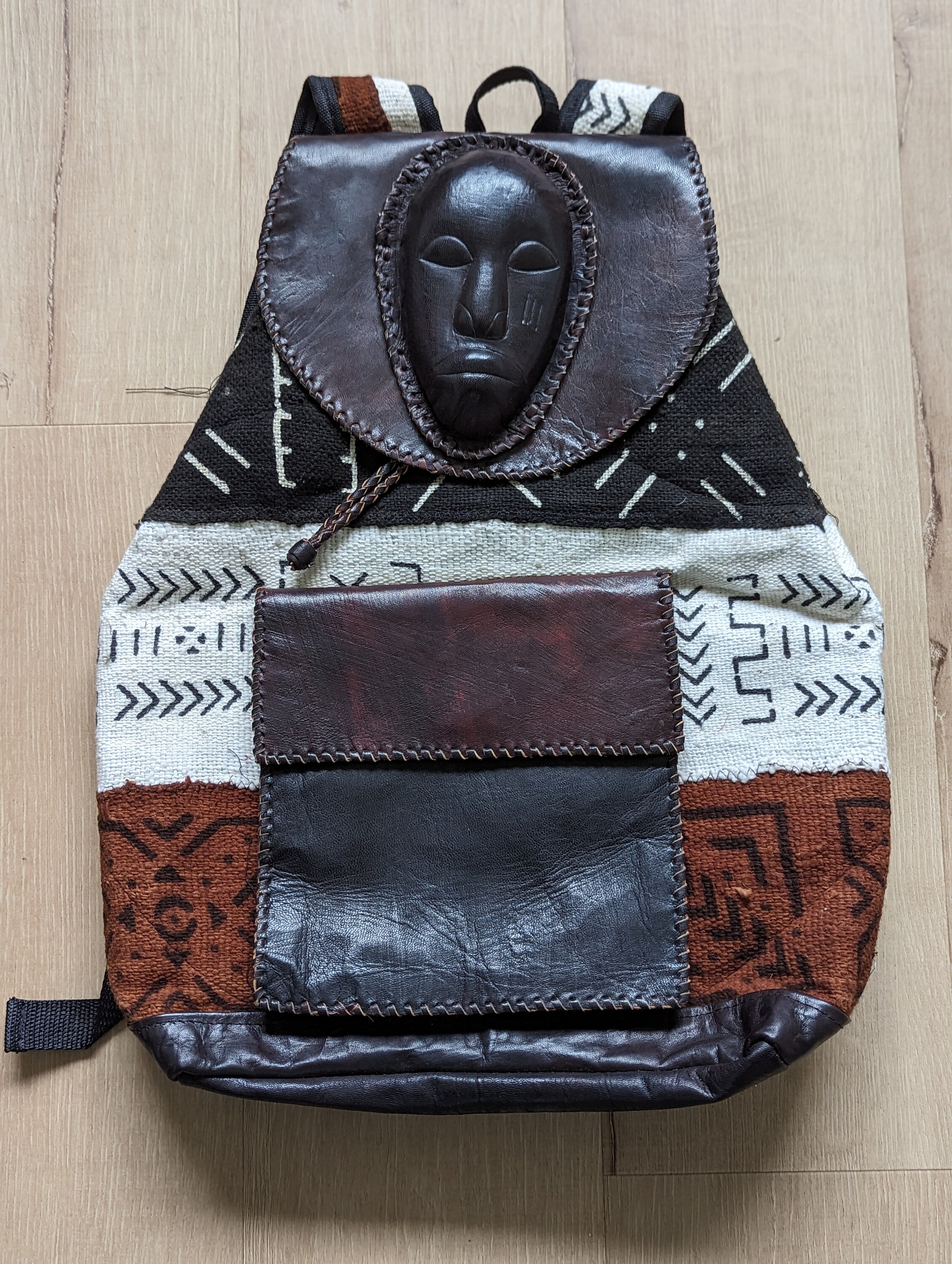 Mud Cloth Leather Backpack - Etsy display picture 1