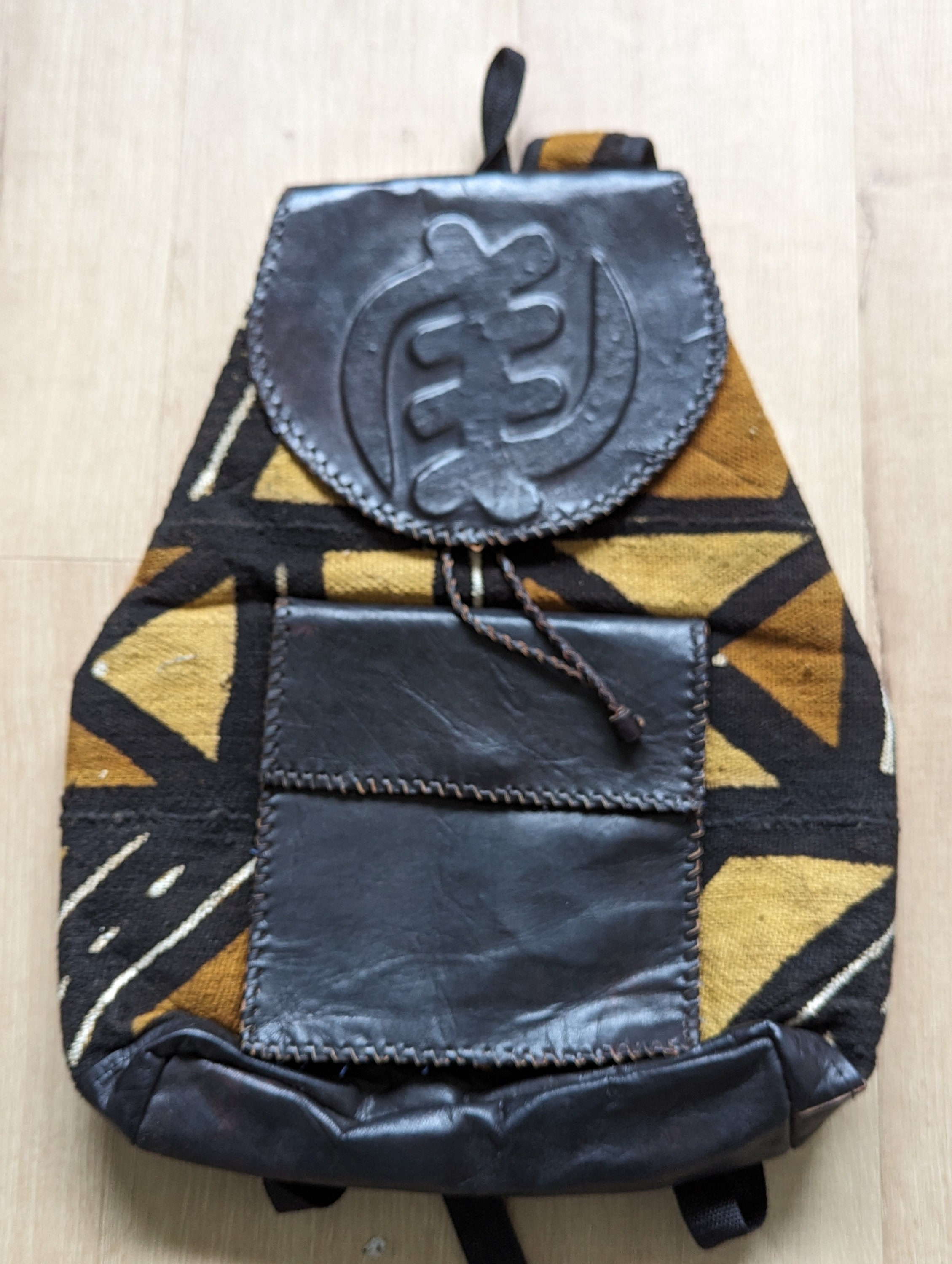 Mud Cloth Leather Backpack - Etsy display picture 2