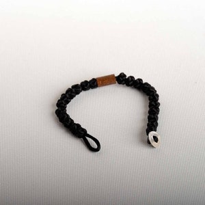 Orthodox Prayer Rope bracelet with wooden bead, black brojanica komboskini, christian jewelry, Christian bracelet, Christian gift
