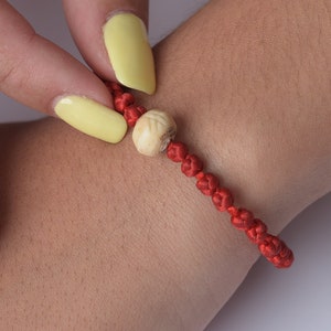 Orthodox Prayer Rope bracelet with beige stone bead, red brojanica komboskini, christian jewelry, Christian bracelet, Christian gift