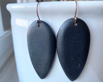 Wood Teardrop Hand-painted Earrings