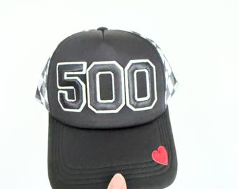 Black and Red 500 Trucker Hat - Race Car - Checkered - Indy Car - NASCAR