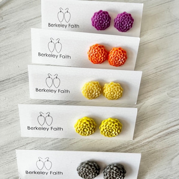 Polymer Clay Dahlia Flower Studs - 28 colors options
