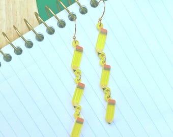 Yellow No. 2 Pencil Earrings - Dangle - Lightweight - Back to School - teacher gift