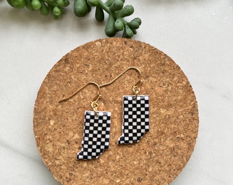 Indy 500 earrings - checkered flag polymer clay earrings - NASCAR - Indy car