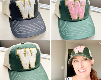 Westfield Women’s Trucker Hat with W Chenille Patch, Soft, Vintage, Green