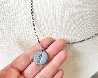 Lucky Mama Project Clay Necklace, Lucky Few, Down Syndrome, 16” gunmetal arrow charm