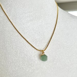 Tiny Semiprecious stone pendants on Gold Plated 17” chain necklace - 7 different styles