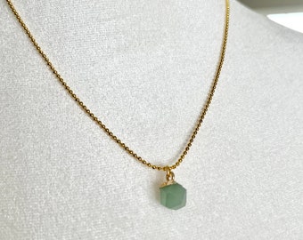 Tiny Semiprecious stone pendants on Gold Plated 17” chain necklace - 7 different styles