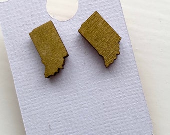 Indiana laser cut wood post back earrings