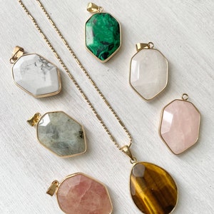 Multiple colors & shapes: 30” Semiprecious Stone Pendant necklaces