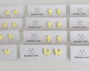 Butter Yellow Spring Studs - polymer clay