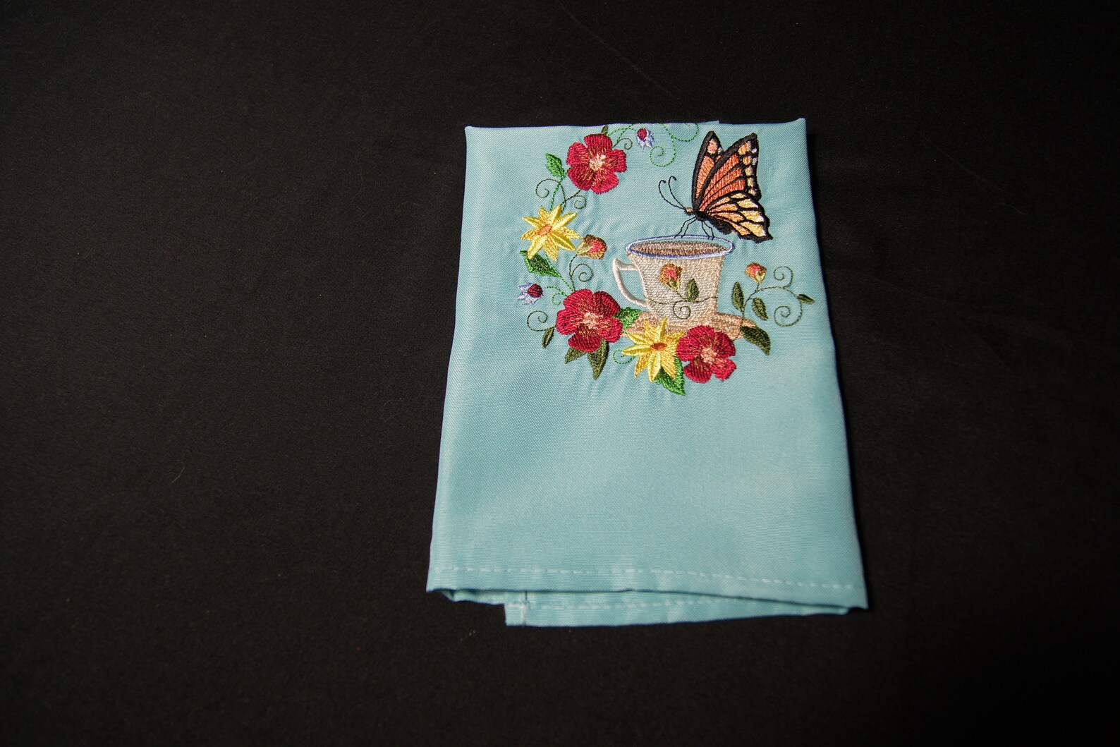 Embroidered Napkins teal blue Monarch butterfly Etsy