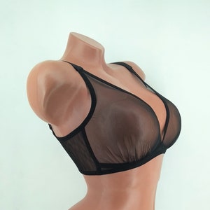Bralette van transparante zwarte tule, sportbeha, beugelbeha, doorschijnende mesh-beha, bh's, maat ABCD 30 32 34 36 38 40