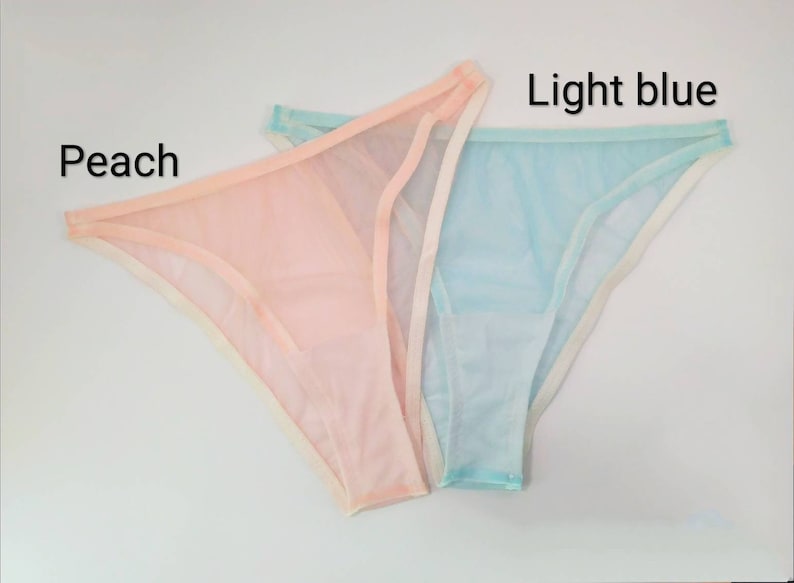 Sheer Mesh Tulle Panties Light Blue Color, Sexy Lingerie, See Through