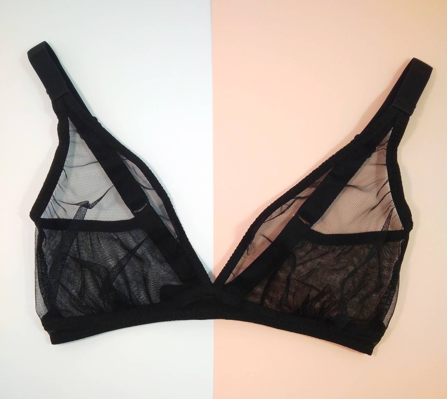 Bralette Made of Transparent Black Tulle, Sportsbra, Wireless Bra ...