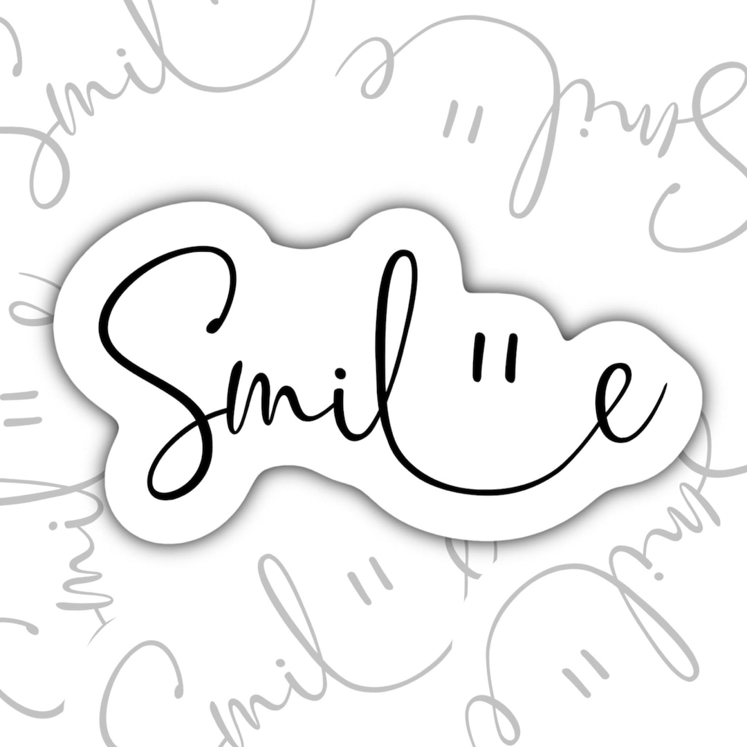 Smile Off Script Smile Script Waterproof Sticker: Laptop, Water Bottle - Etsy