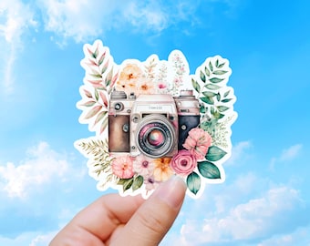 Floral Vintage Camera Photography Vinyl Sticker Decal
