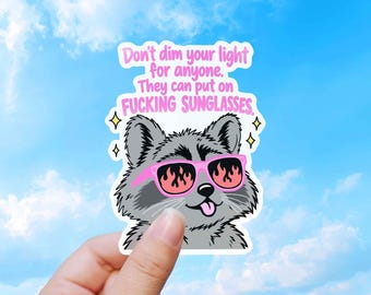 Funny Raccoon Sunglasses Sticker, Waterproof Vinyl Decal (3-6 Inch)