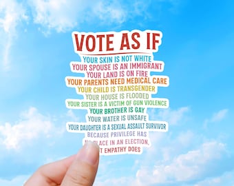 Pegatina de voto progresista, calcomanía con mensaje de igualdad para activistas políticos.