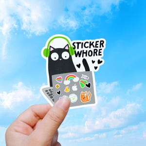 Sticker-Sammler-Aufkleber, Lustiger Katzen-Laptop-Aufkleber