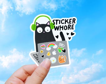 Sticker Collector Sticker, Funny Cat Laptop Decal
