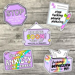 Depressed Since The 90s, Sticker Bundle, Sticker Set, Stickers, Waterproof Sticker, Water Bottle Sticker, Kindle Sticker, Laptop Sticker