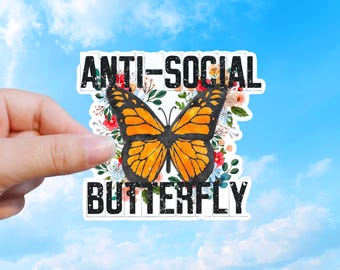 Antisozialer Schmetterlingsaufkleber, introvertierter Schmetterlingsaufkleber